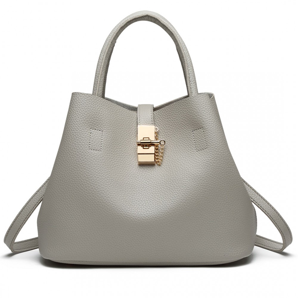 E1816 Miss Lulu Locked Bucket Hobo handbags Grey